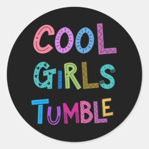 Sticker Rond Cool Filles Tumble Gymnastique Gymnaste Filles Enf