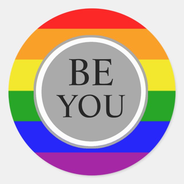Sticker Rond Cool Gay pride Drapeau Soyez vous (Devant)