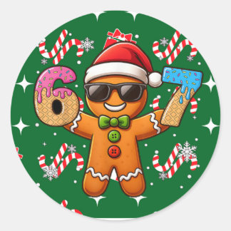 Sticker Rond Cool Gingerbread 67 — Holiday Ice‑Cream Numbers
