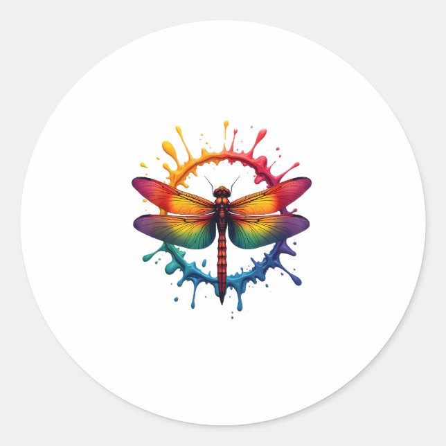 Sticker Rond Cool Graphic Tie Dye Lunettes de soleil Dragonfly  (Devant)