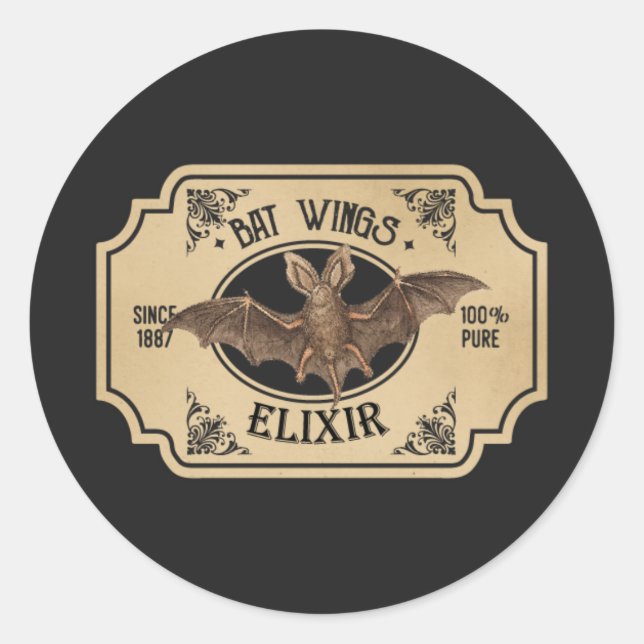 Sticker Rond Cool Halloween ailes de chauve-souris Elixir (Devant)