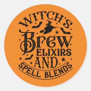 Sticker Rond Cool Halloween sorcières Brew