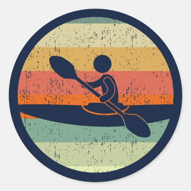 Sticker Rond Cool Kayak Sunset (Devant)