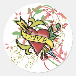 Sticker Rond Cool Love Tattoo
