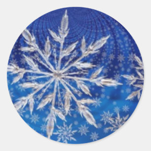 Sticker Rond Cool Magnifique Flocon de neige bleu scintillant