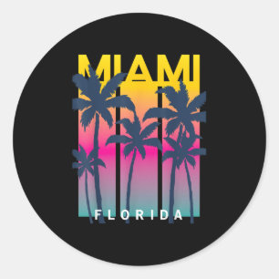 Sticker Rond Cool Miami Florida Graphic Design Tee - shirts, I