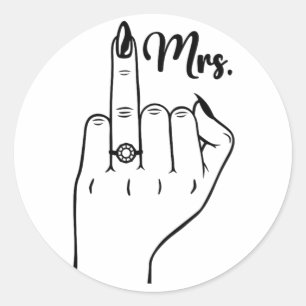 Sticker Rond Cool Mme Just Married Femme Mariage Finger Ring Br
