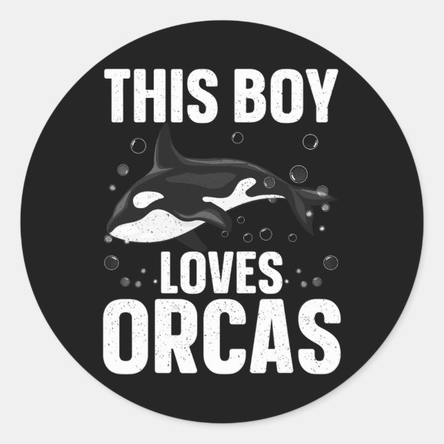 Sticker Rond Cool Orca Design Pour Garçons Enfants Hommes Mer O (Devant)