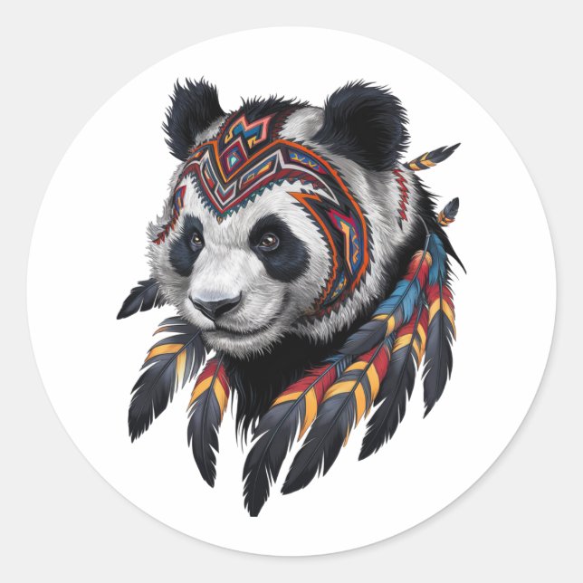 Sticker Rond Cool Panda dans l'art tribal (Devant)
