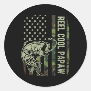Sticker Rond Cool Papaw Camouflage Fête des pères du drapeau am