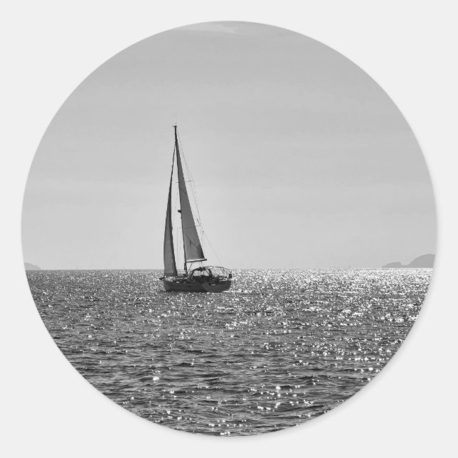 Sticker Rond Cool photo moderne bateau à voile en été (Devant)