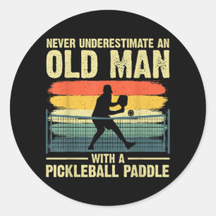 Sticker Rond Cool Pickleball Design Pour Hommes Grandpa Pickleb