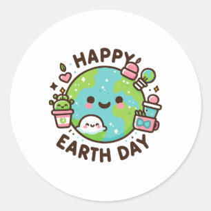 Sticker Rond Cool Planète Jour des terres Anniversaire Dire Joy