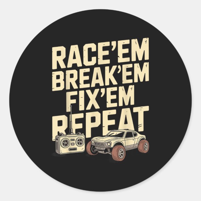 Sticker Rond Cool Rc Racing Art Pour Hommes Femmes Contrôle À D (Devant)