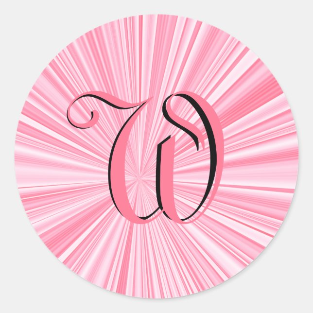Sticker Rond Cool Rose couleur éclater Monogramme initial perso (Devant)