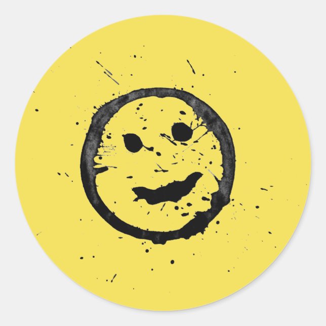 Sticker Rond Cool Sardé Joyeux visage souriant jaune (Devant)