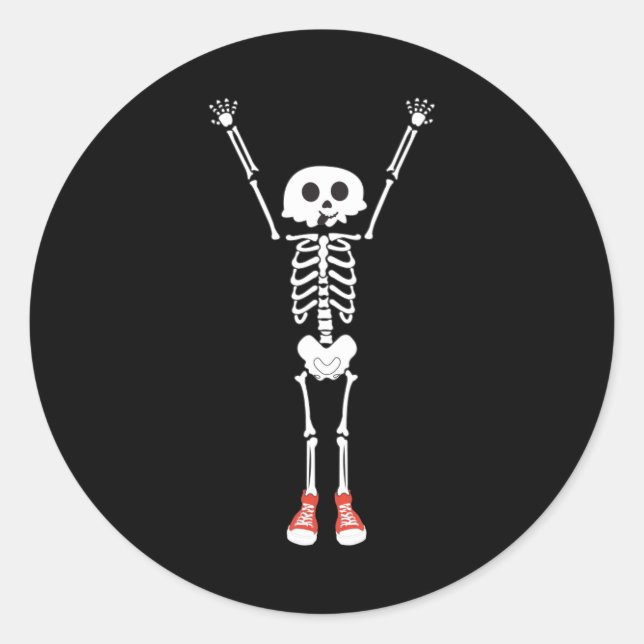 Sticker Rond Cool Skeleton Halloween Design (Devant)