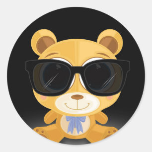Sticker Rond Cool Teddy Bear