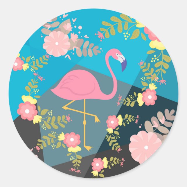 Sticker Rond Cool tendance chic mignon rose fille Flamant rose  (Devant)