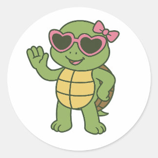 Sticker Rond Cool turtle with sunglasses