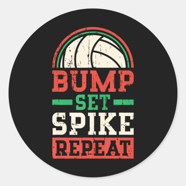 Sticker Rond Cool Volleyball jeu de bosses Spike répéter (Devant)
