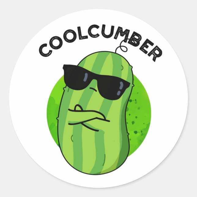 Sticker Rond Coolcumber Fundy Veggie Cucumber Pun (Devant)