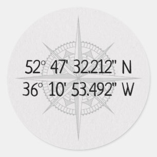 Sticker Rond Coordonnées de base GPS Compass