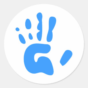 Sticker Rond Copie bleue de main