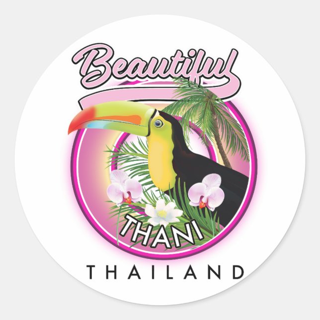 Sticker Rond Copie de la belle Thani Thaïlande (Devant)