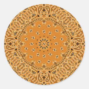 Sticker Rond Copie occidentale Brown d'écharpe de Bandana de