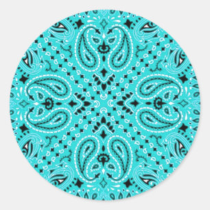 Sticker Rond Copie occidentale d'écharpe de Bandana de Paisley
