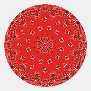 Sticker Rond Copie occidentale rouge d'écharpe de Bandana de