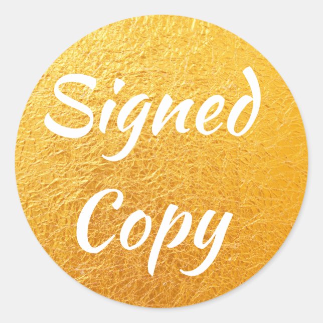 Sticker Rond Copie signée de la photo Crinkled Gold Foil (Devant)