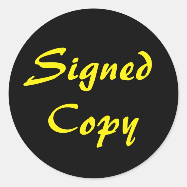 Sticker Rond Copie signée en noir et jaune (Devant)