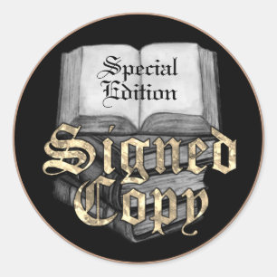 Sticker Rond Copie Signée Noir Et Or