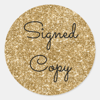 Sticker Rond Copie signée Parties scintillant or
