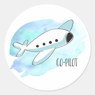 Sticker Rond Copilote avec avion
