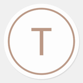 Sticker Rond Copper Simple Modern Monogram Christmas Envelope