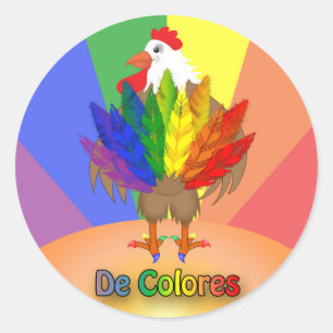 Sticker Rond Coq beau avec De Colores