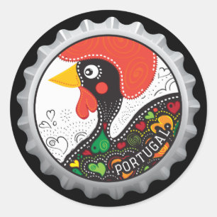 Sticker Rond Coq célèbre du Portugal nr02