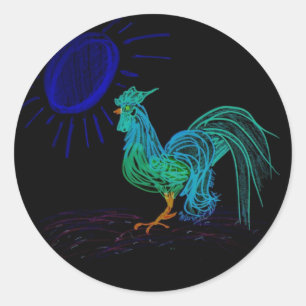 Sticker Rond Coq de campagne (Noir)