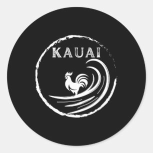 Sticker Rond Coq hawaïen Kauai, poule, tortue et café