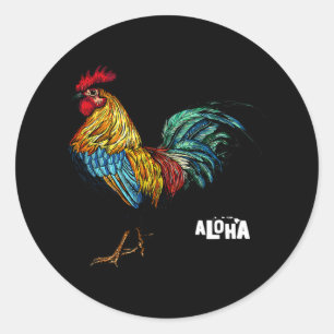 Sticker Rond coq hawaii aloha hawaiian 157