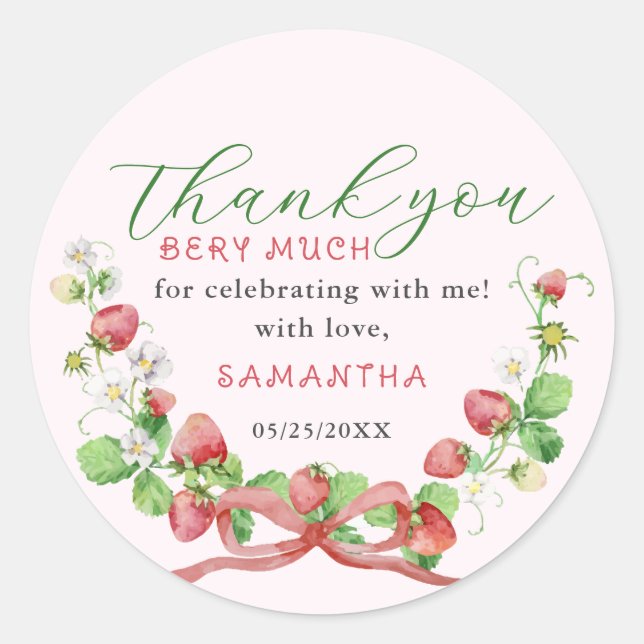 Sticker Rond Coquette Berry Sweet N'importe quel âge Anniversai (Devant)