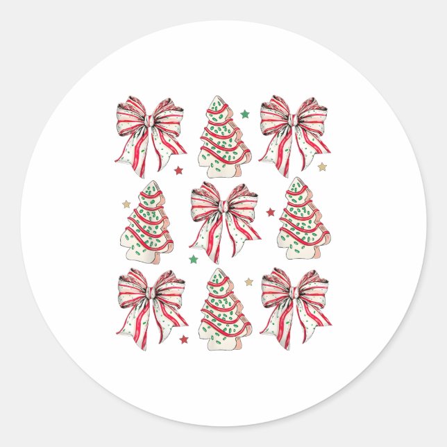 Sticker Rond Coquette Bow Christmas Debbie Becky Jen Cake Lover (Devant)