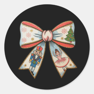 Sticker Rond Coquette Bow Nutacker Noël Famille Vacances