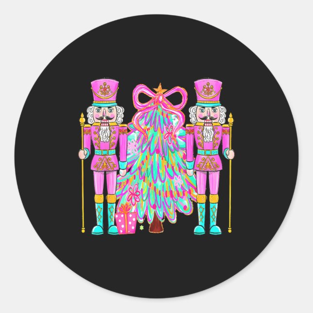 Sticker Rond Coquette Christmas Tree Nk Nutcrackers Xmas Women  (Devant)