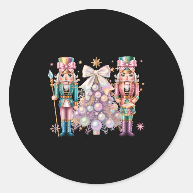 Sticker Rond Coquette Christmas Tree Nutcrackers Ballet Xmas Wo (Devant)