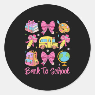 Sticker Rond Coquette Crayon Rose 2025 Retour À L'École Enseign