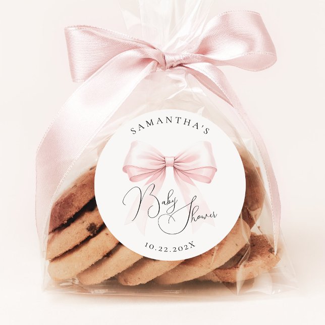 Sticker Rond Coquette Pink Bow Baby Douche (Créateur téléchargé)